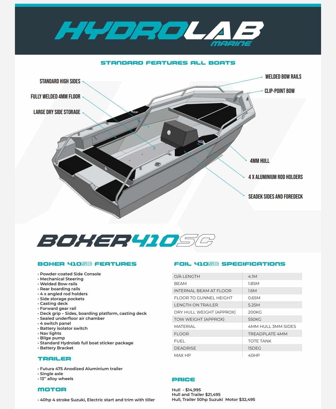 Hydrolab Marine 4.1m  Boxer, Side Console