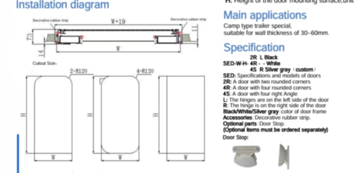Door - RV / Caravan / Horse truck Door 1822 x 622mm